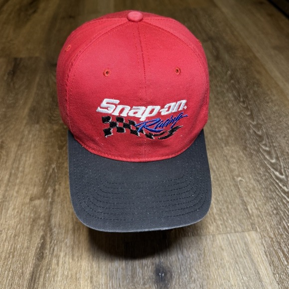 Snap On Tools Racing Snapback Hat Red Black Blue Trucker Cap Cotton Canvas Twill - Picture 1 of 5